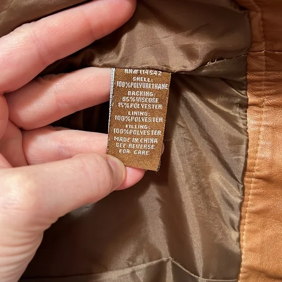 Jou Jou Vegan Leather Tobacco/Brown Light-Weight Jacket Size Large - Picture 11 of 13